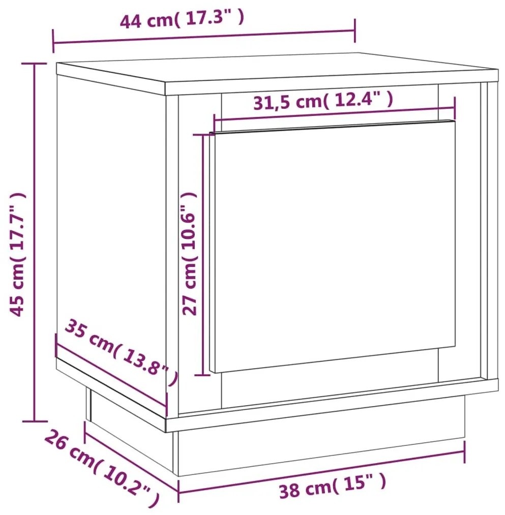 Κομοδίνο Γκρι Sonoma 44 x 35 x 45 εκ. από Επεξεργασμένο Ξύλο - Γκρι