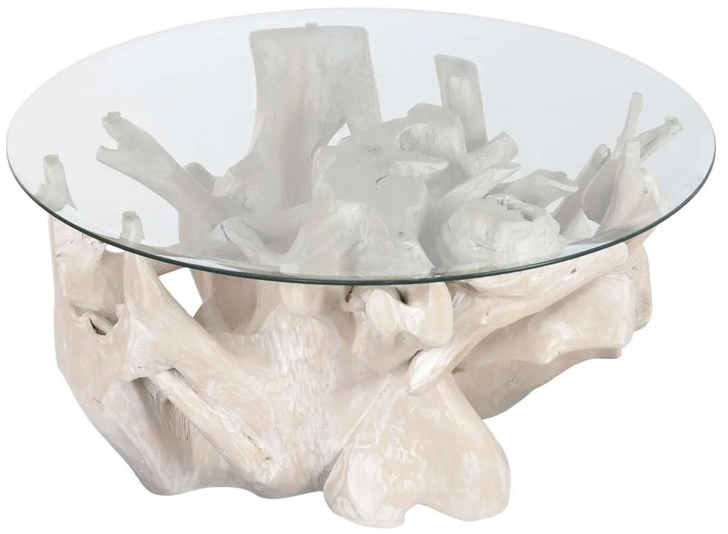 Τραπεζάκι Καφέ Home ESPRIT Λευκό 90 x 90 x 47 cm