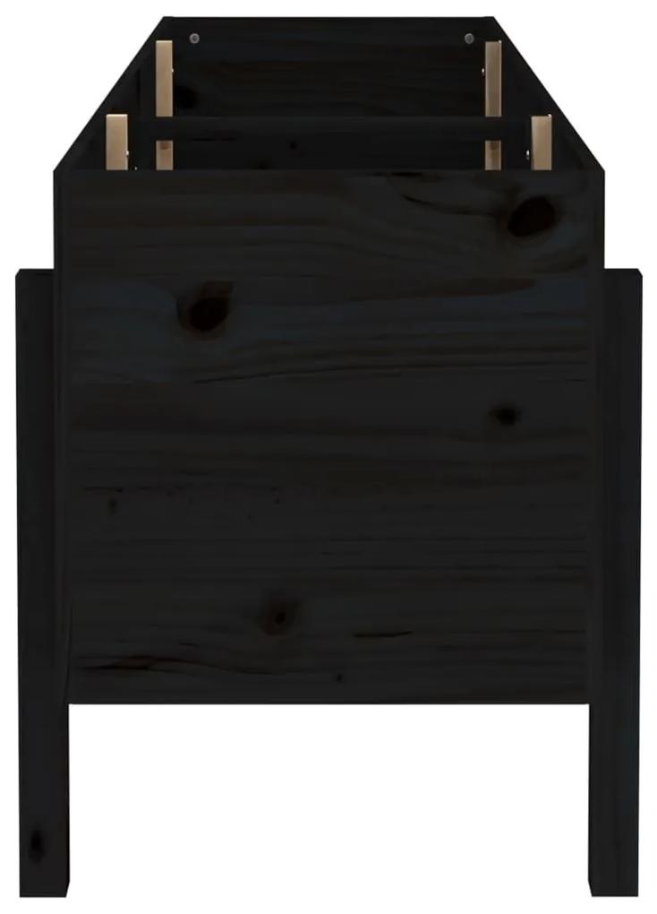 Ζαρντινιέρα Υπερυψωμένη 160 x 50 x 57 εκ. από Μασίφ Ξύλο Πεύκου - Μαύρο