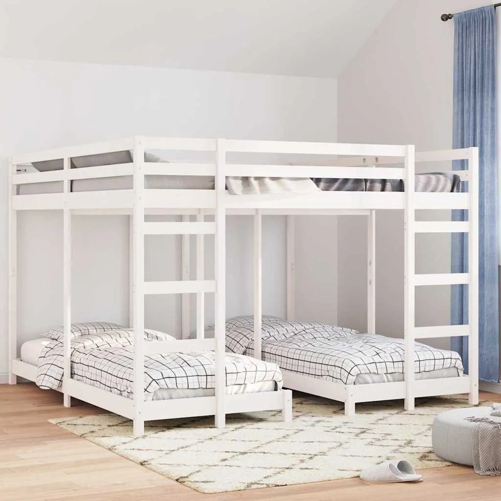 vidaXL Σκελετός Κουκέτας Τριών Επιπέδων Λευκό 200 x 200 cm