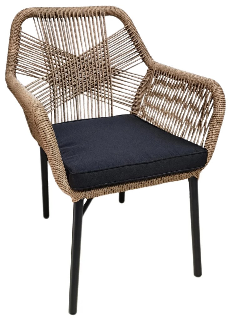 ΠΟΛΥΘΡΟΝΑ TOPIN HM6048.02 ΑΛΟΥΜΙΝΙΟ ΜΑΥΡΟ-P.E. RATTAN ΜΠΕΖ-ΜΑΞΙΛΑΡΙ ΜΑΥΡΟ 57x65x84Υ εκ - 0610439 - HM6048.02