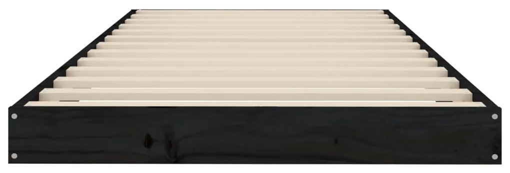 vidaXL Πλαίσιο Κρεβατιού Μαύρο 75x190εκ Μασίφ Ξύλο Πεύκου Small Single