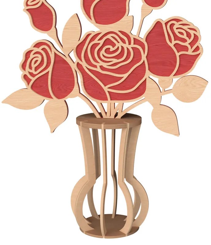 Intra απο ξύλο plywood 3mm-4mm πάχος 3D Rose Vase Cut  - Δίασταση 30x20 cm INTRAFABR-111957219