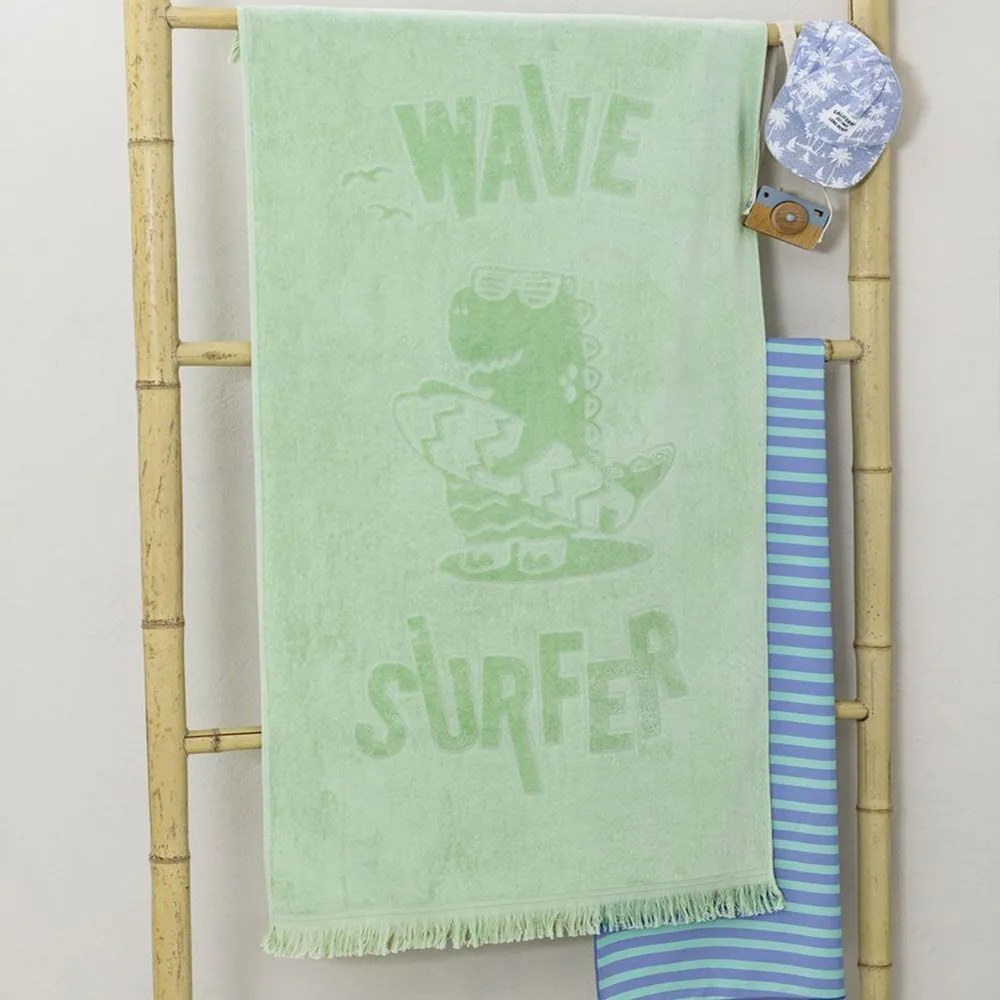 Πετσέτα Θαλάσσης Παιδική Surf Jacquard Green Nima Θαλάσσης 70x140cm 100% Cotton