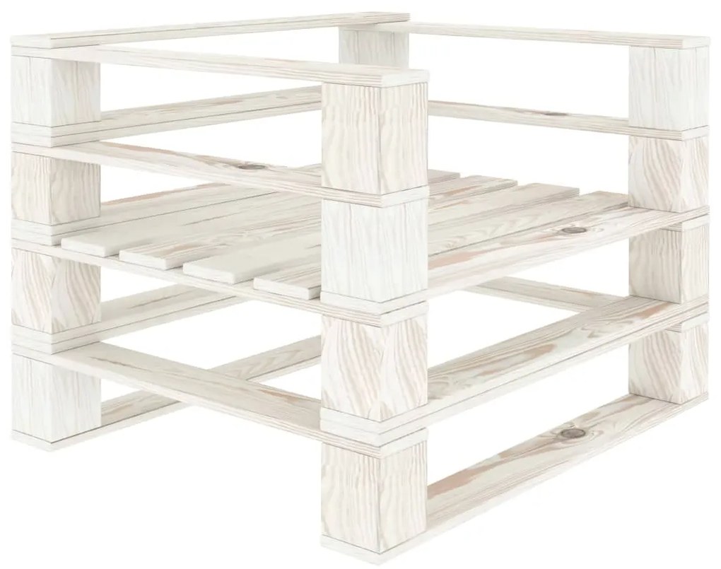 vidaXL Πολυθρόνα Κήπου από Παλέτες Λευκή Ξύλινη