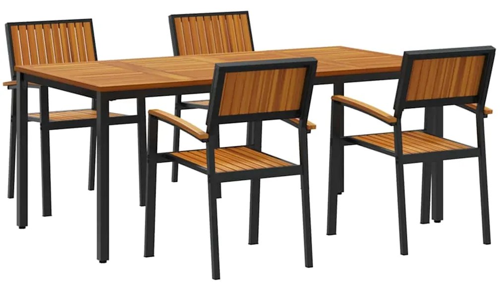 vidaXL Σέτ φαγητού για κήπο 5 pcs Μαύρο και καφέ 180 x 90 x 75 cm