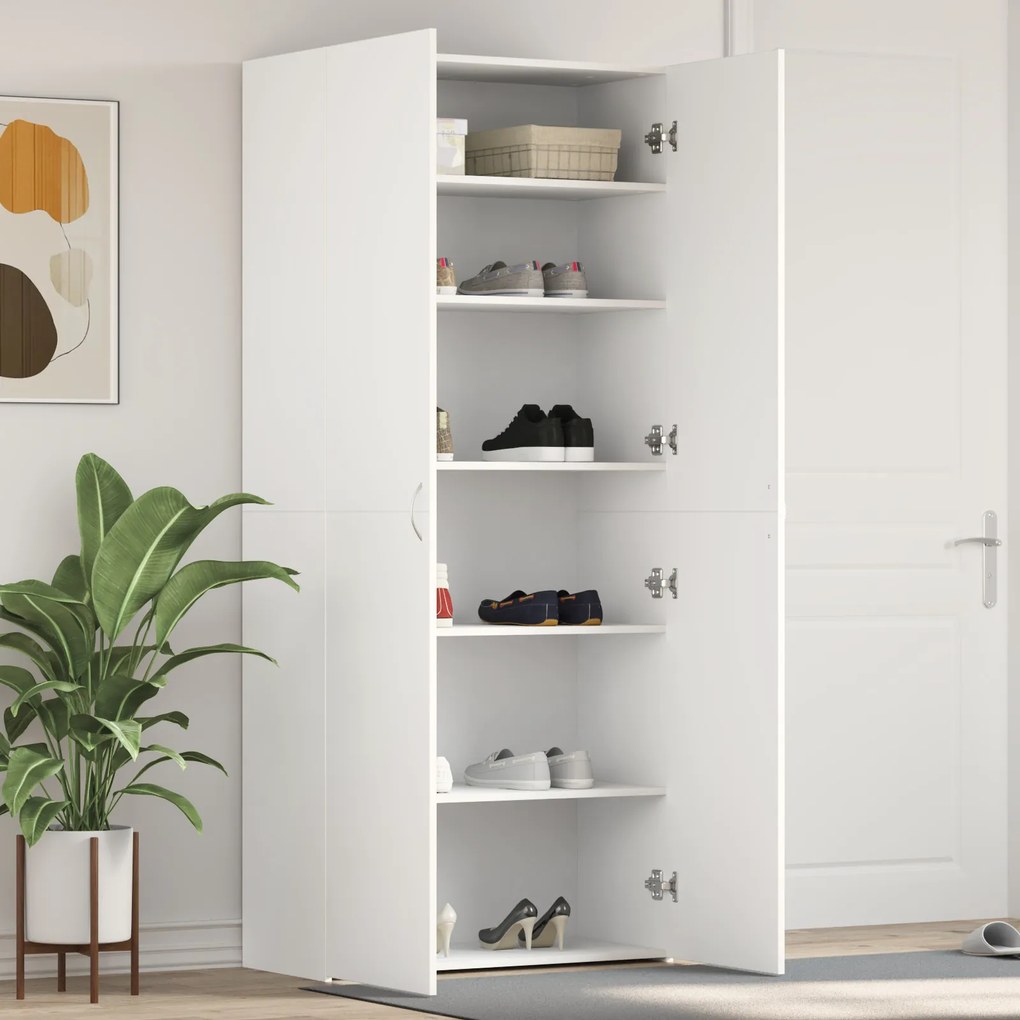 vidaXL Ντουλάπι Υποδημάτων Λευκό 80x35.5x180 εκ Επεξεργασμένο Ξύλο