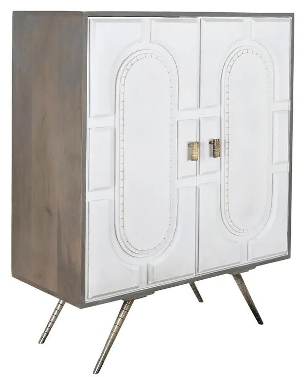 Σκευοθήκη DKD Home Decor Γκρι Χρυσό Λευκό Ορείχαλκος Ξύλο από Μάνγκο (93 x 41 x 114 cm)