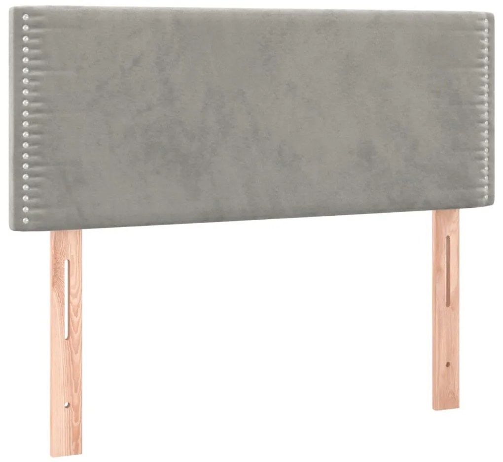 vidaXL Κρεβάτι Boxspring με Στρώμα & LED Αν.Γκρι 80x200 εκ. Βελούδινο