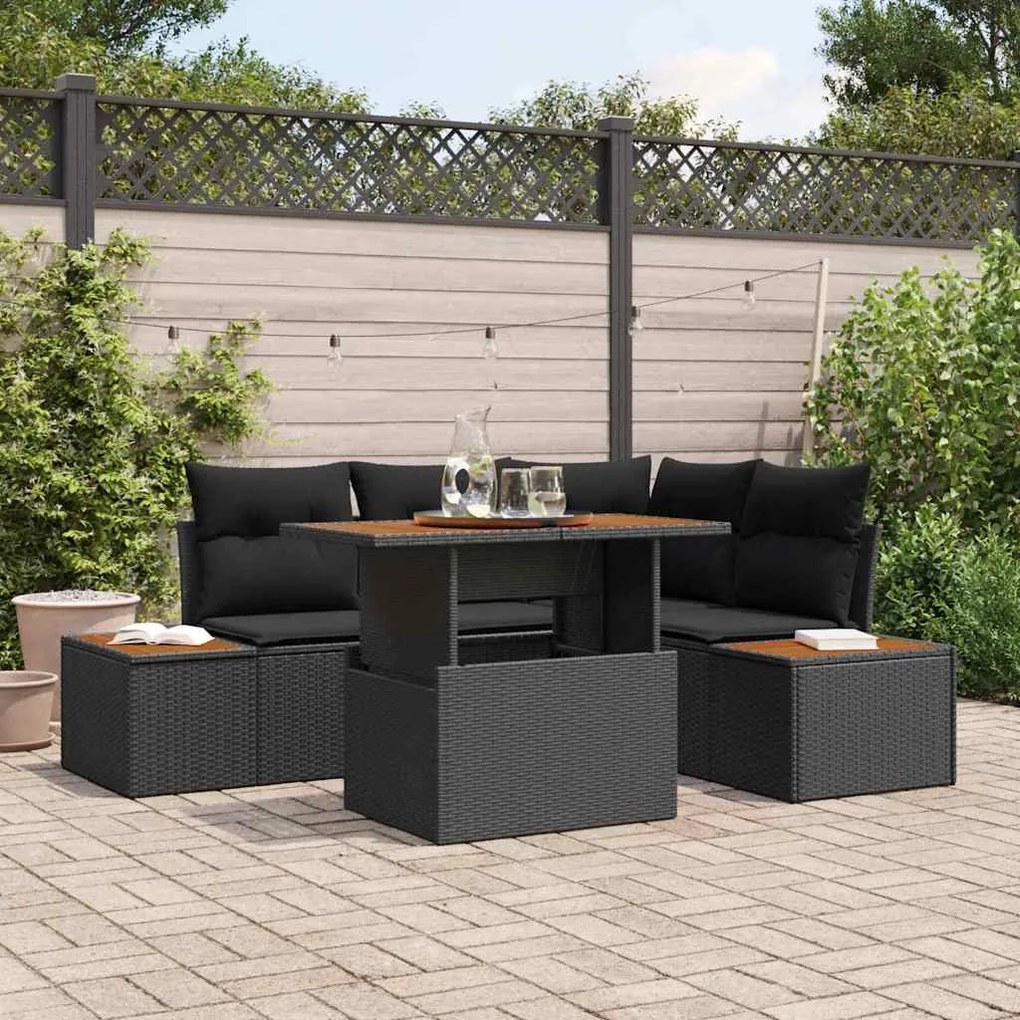 vidaXL Σέτ φαγητού για κήπο 5 pcs Μαύρο, Καφέ 100 x 55 x 73 εκ