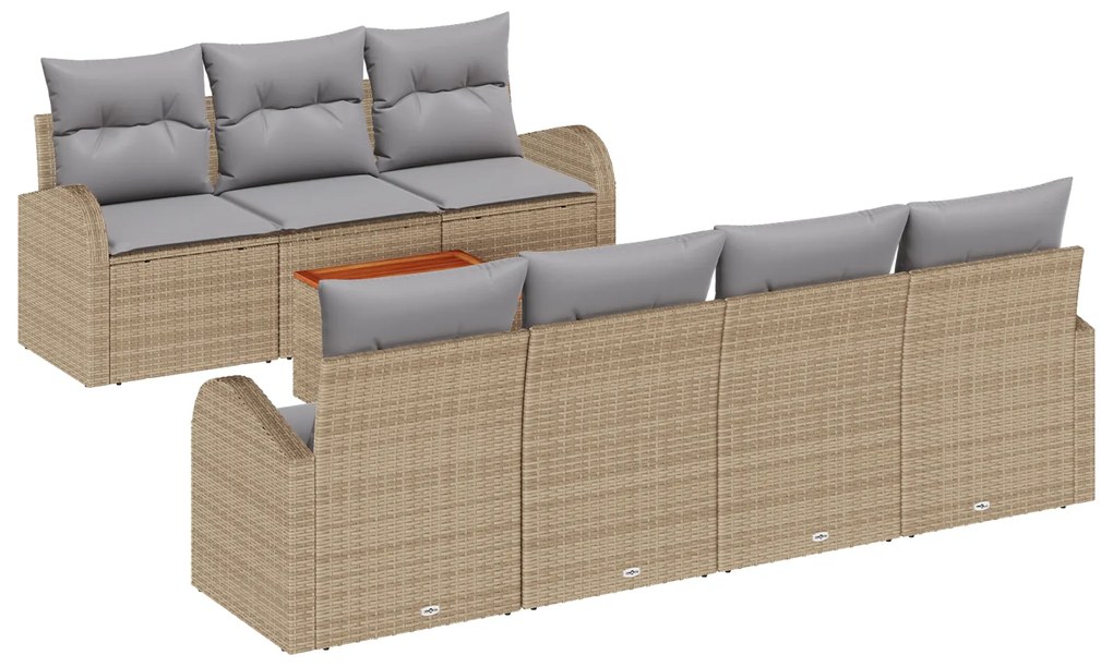 vidaXL Σετ Καθιστικού Κήπου 8 pcs Beige, ανοιχτό γκρι Μεγάλο