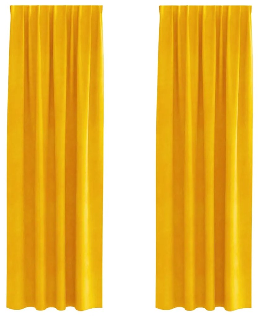 vidaXL Κουρτίνες 2 pcs κίτρινο μουσταρδί 140 x 225 cm Βελούδο
