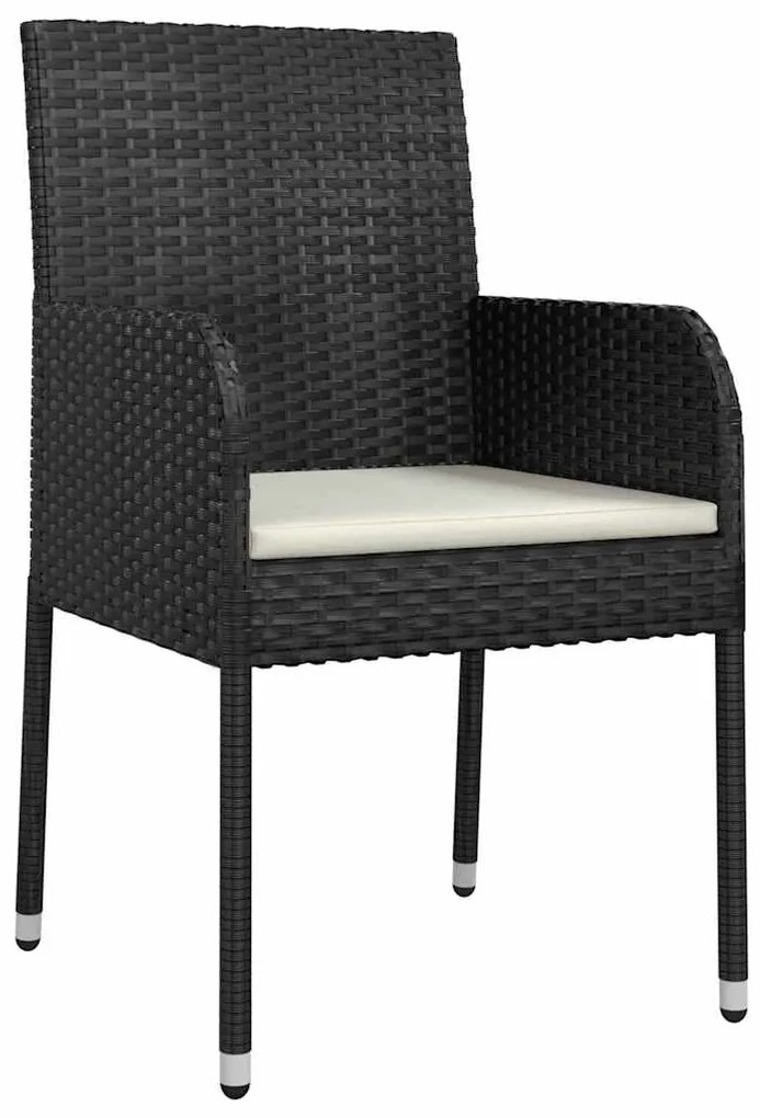 vidaXL Σέτ φαγητού για κήπο με μαξιλάρι 5 pcs Μαύρο Πολυ ράταν
