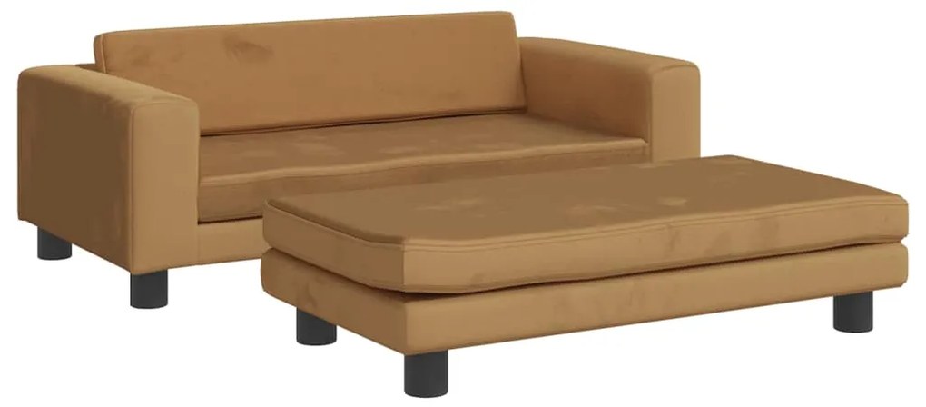 vidaXL Καναπές Παιδικός με Υποπόδιο Καφέ 100x50x30 εκ. Βελούδινος