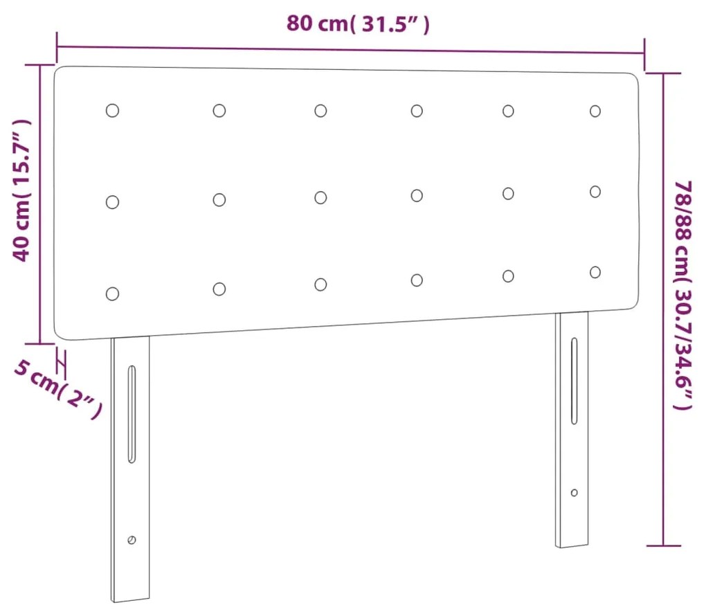 vidaXL Κεφαλάρι Κρεβατιού LED Ανοιχτό Γκρι 80x5x78/88 εκ. Υφασμάτινο