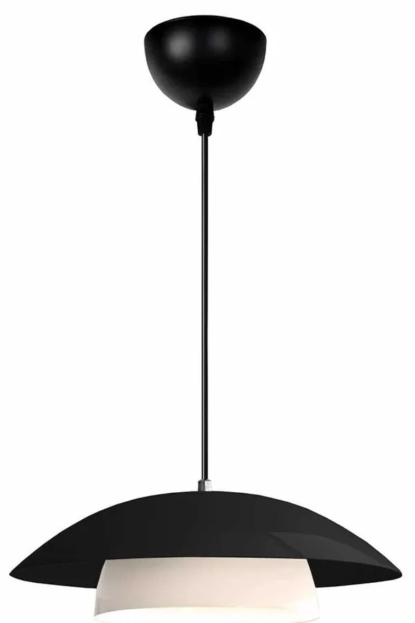 GloboStar® AURA 204-0117 Μοντέρνο Κρεμαστό Φωτιστικό Καμπάνα Μονόφωτο 1 x E27 IP20 Μαύρο & Λευκό Μέταλλο - Μ31 x Π31 x Υ27cm