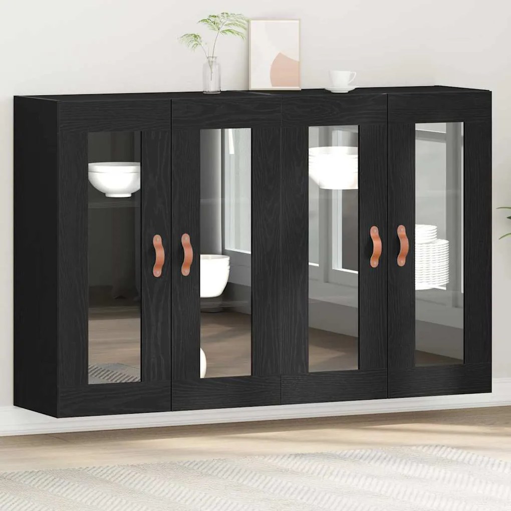 vidaXL Επιτοίχιο ντουλάπι 2 pcs Μαύρη δρυς 69.5 x 34 x 90 εκ.
