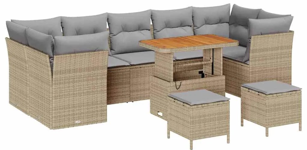vidaXL Σετ Καναπέ Κήπου 10 pcs μπεζ και ανοιχτό γκρι 90 x 55 x 71 cm