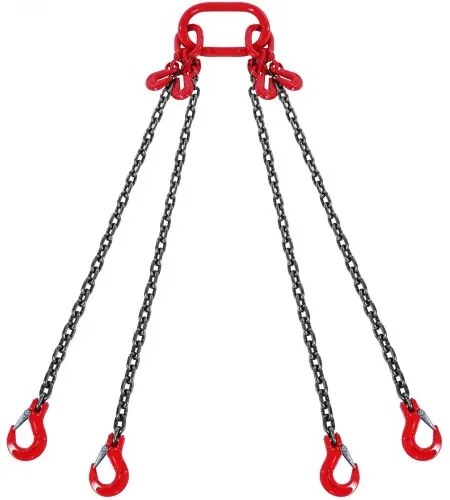 VEVOR 5/16&quot; x 10&#039; Chain Sling 4 Legs G80 Lifting Chain with Grab Hooks 11000 lbs