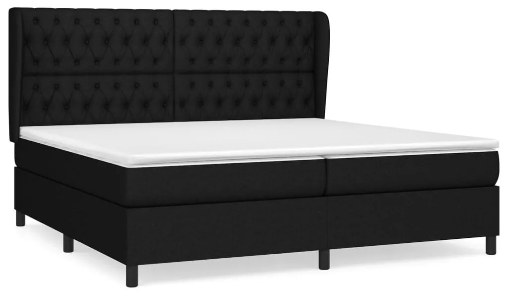 vidaXL Κρεβάτι Boxspring με Στρώμα Μαύρο 200x200 εκ. Υφασμάτινο