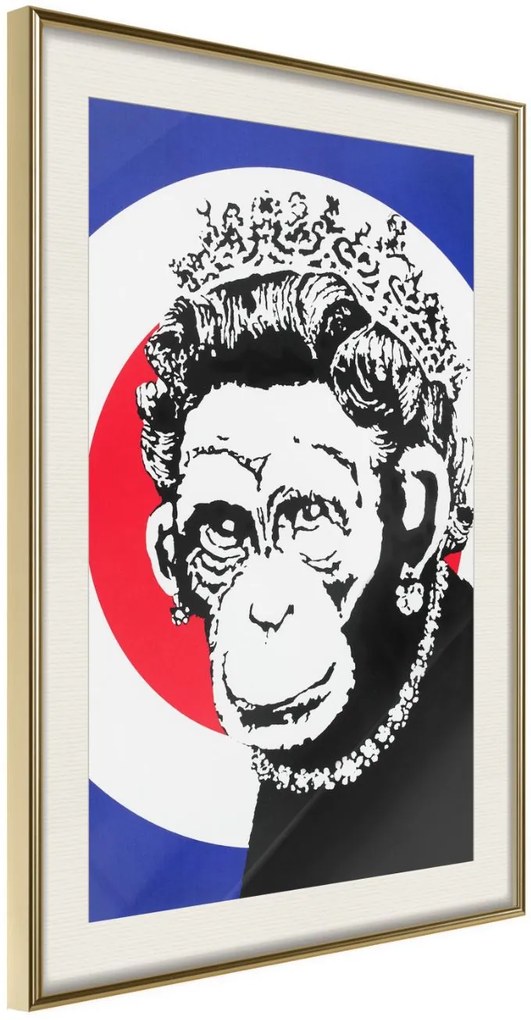 Αφίσα - Banksy: Monkey Queen - 20x30 - Χρυσό - Με πασπαρτού