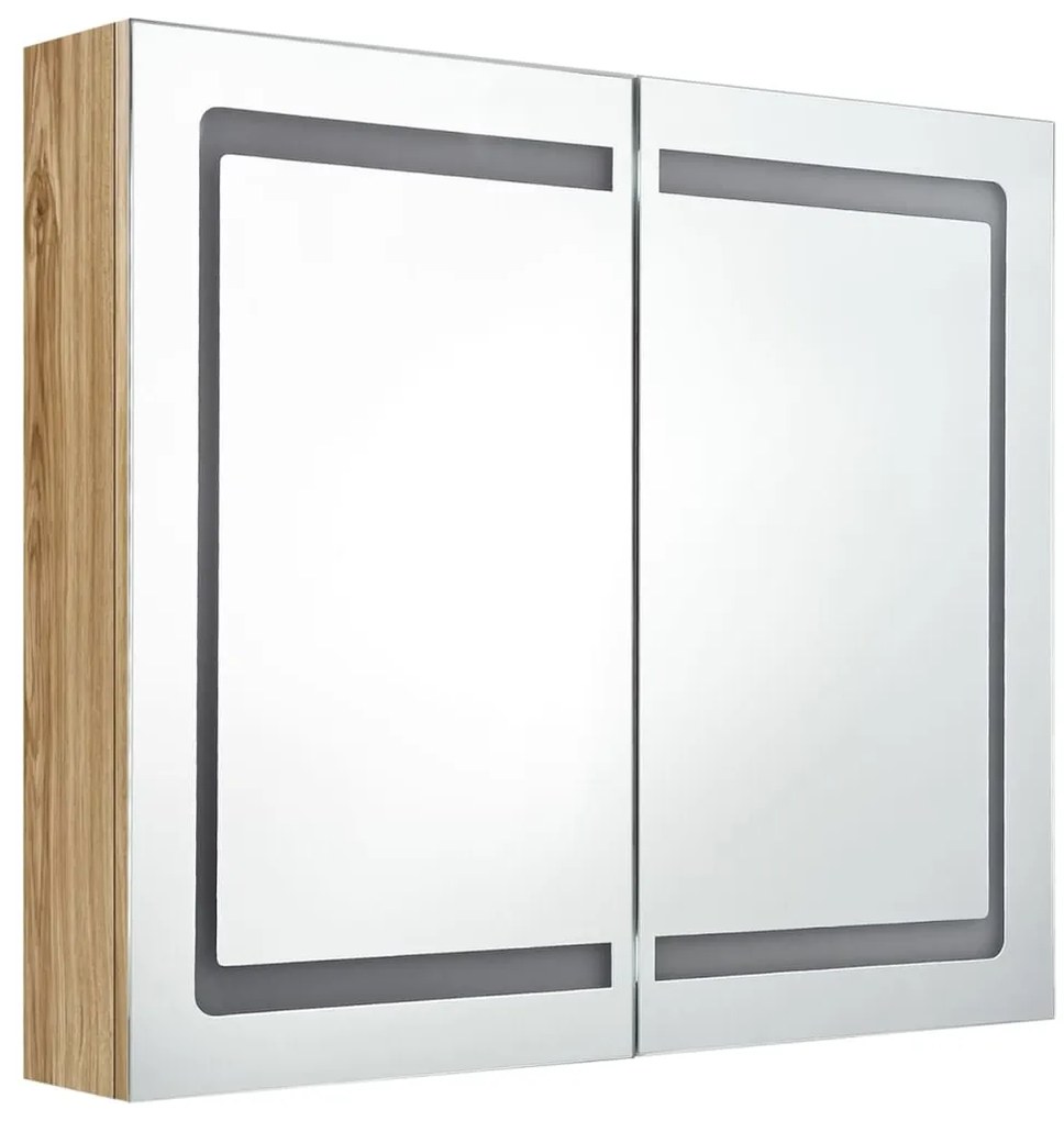 vidaXL Καθρέφτης Μπάνιου με Ντουλάπι &amp; LED Χρώμα Δρυός 80x12x68 εκ.