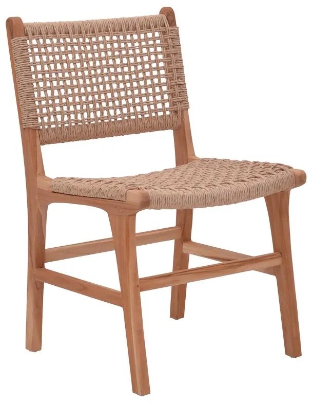 Καρέκλα Sponze σκελετός teak ξύλο με σχοινί σε φυσική απόχρωση 50x58x85εκ 50x58.5x85 εκ.