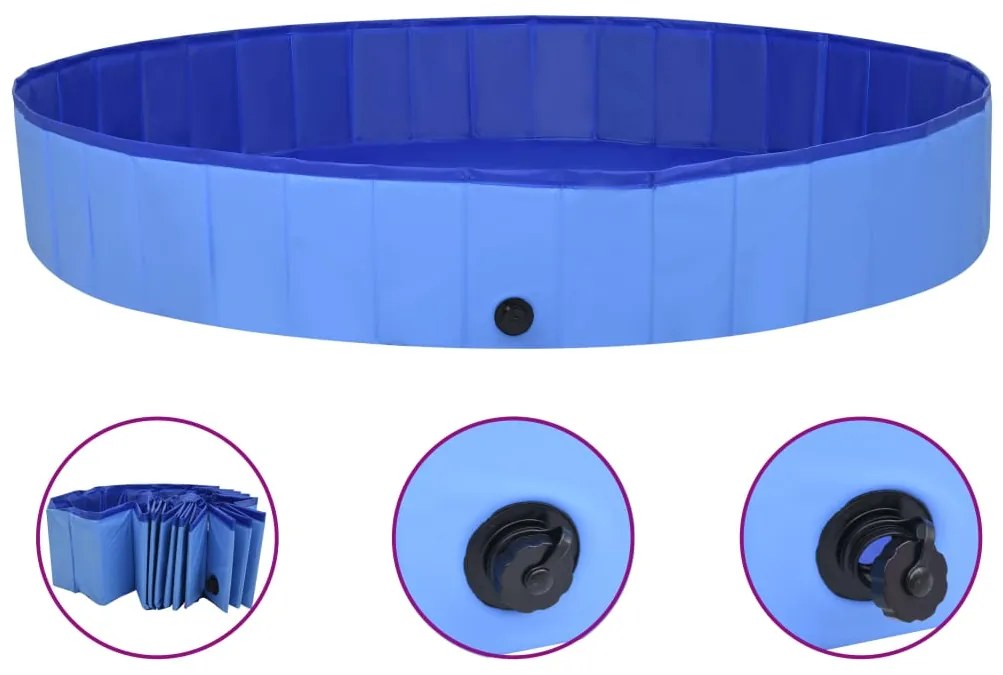 vidaXL Πισίνα για Σκύλους Πτυσσόμενη Μπλε 200 x 30 εκ. από PVC