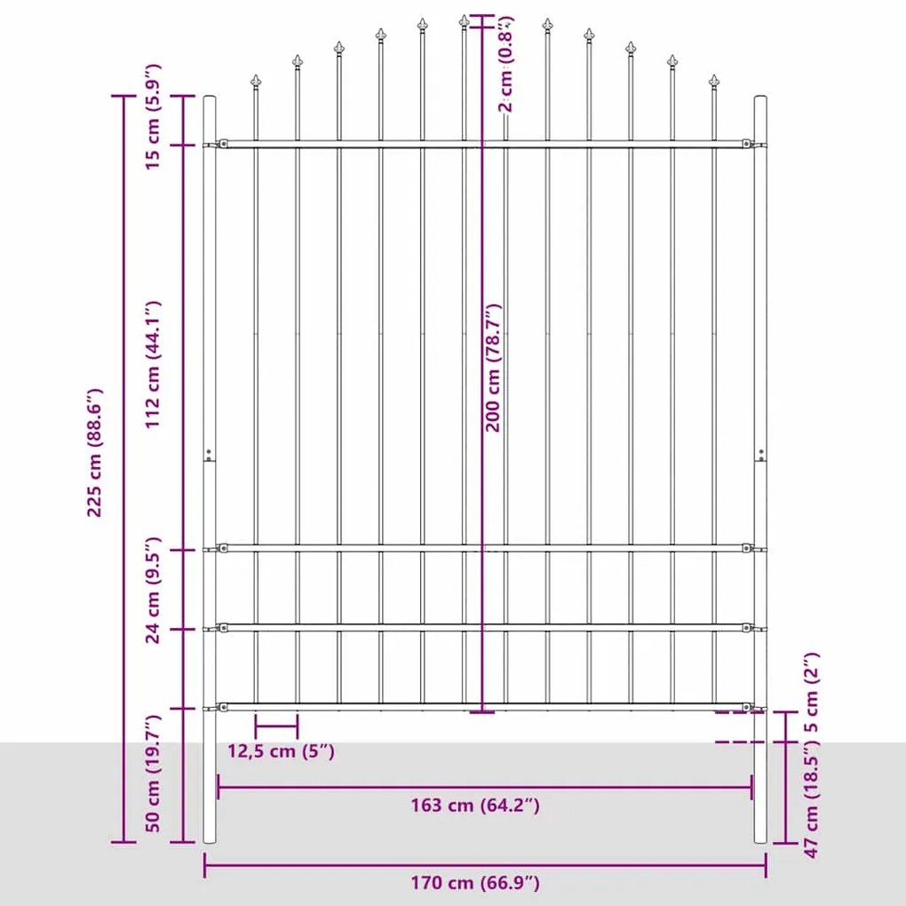 vidaXL Φράχτης Κήπου Γκρι 170 x 200 εκ.