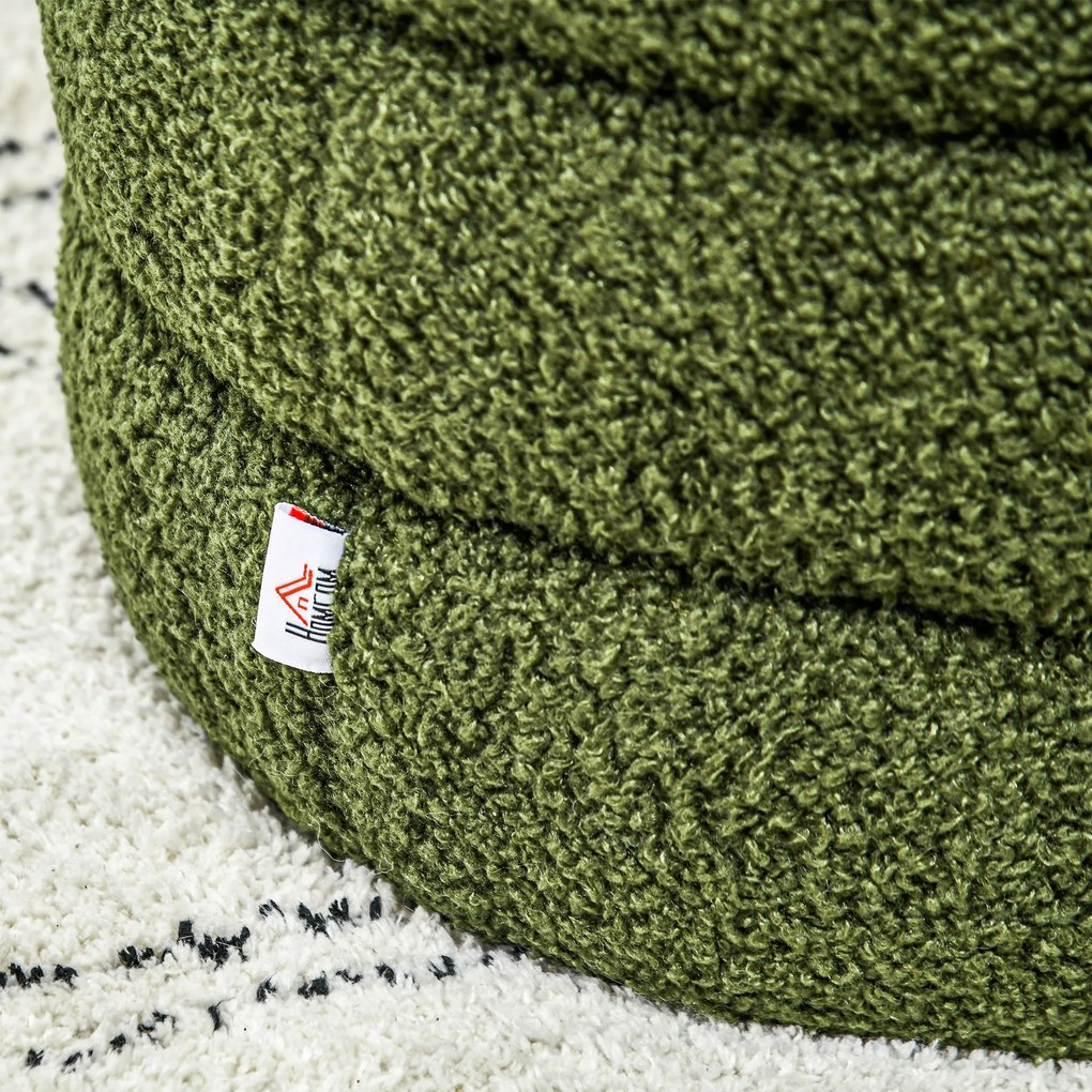 HOMCOM Σκαμπό, στρογγυλό, teddy fleece, έως 120kg, Φ40x45Υ εκ., Πράσινο