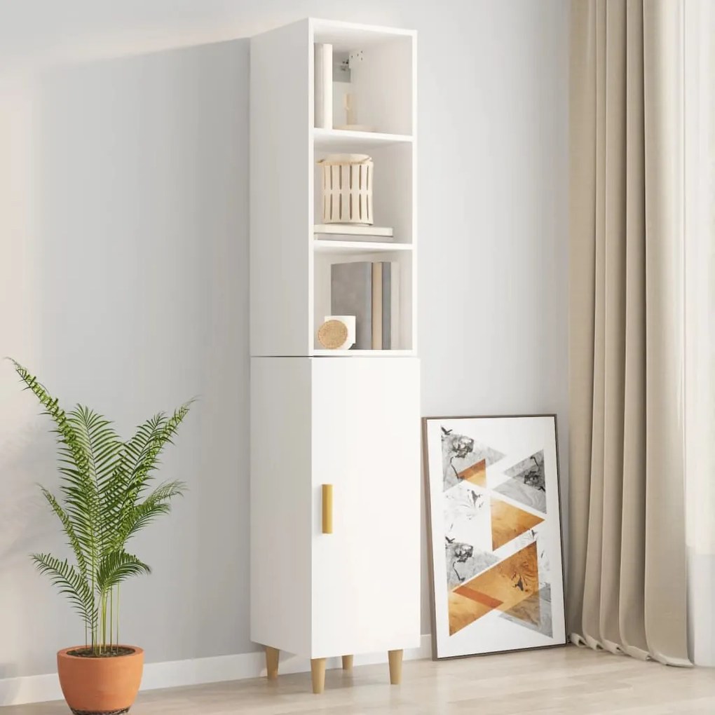 vidaXL Ντουλάπι Τοίχου Γυαλιστερό Λευκό 34,5x32,5x90 εκ. Επεξεργ. Ξύλο