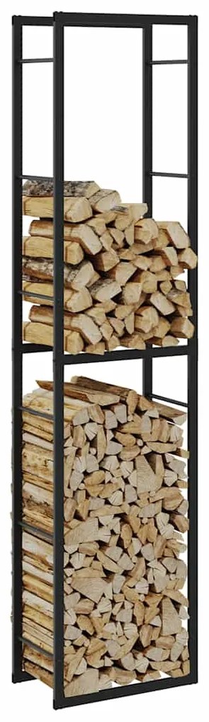 Ράφι Καυσόξυλων Μαύρο 50x30x209 εκ. Ατσάλινο