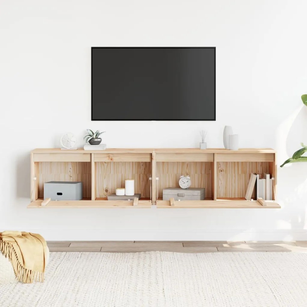vidaXL Ντουλάπια Τοίχου 2 τεμ. 80 x 30 x 35 εκ. από Μασίφ Ξύλο Πεύκου