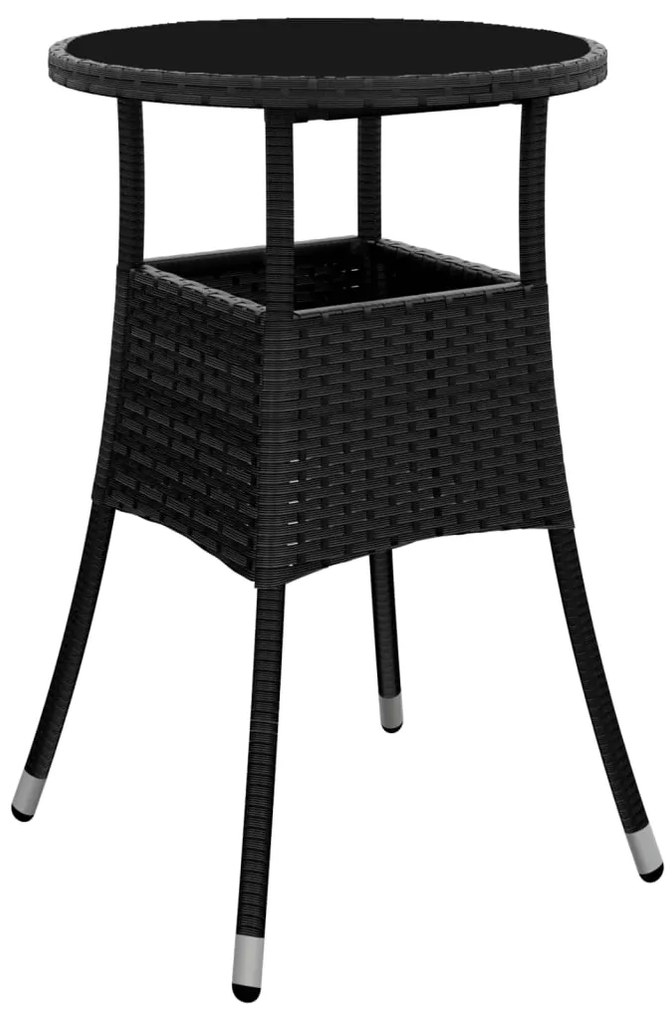 vidaXL Σετ Επίπλων Bistro Κήπου 3 τεμ Μαύρο Συνθετ. Ρατάν με Μαξιλάρια