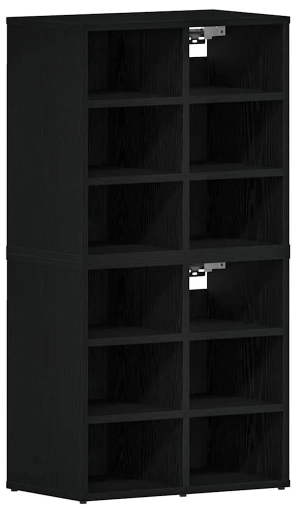 vidaXL Ντουλάπα Παπουτσιών με ράφι 2 pcs Μαύρη δρυς 52 x 30 x 50.5 εκ.