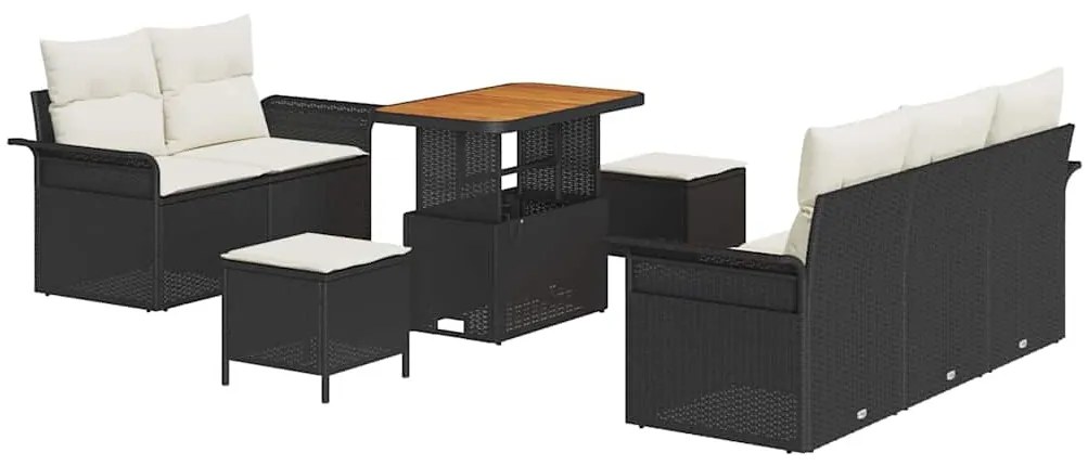 vidaXL Σετ Καναπέ Κήπου Ρυθμιζόμενο ύψος 8 pcs Μαύρο συνθετικό ρατάν