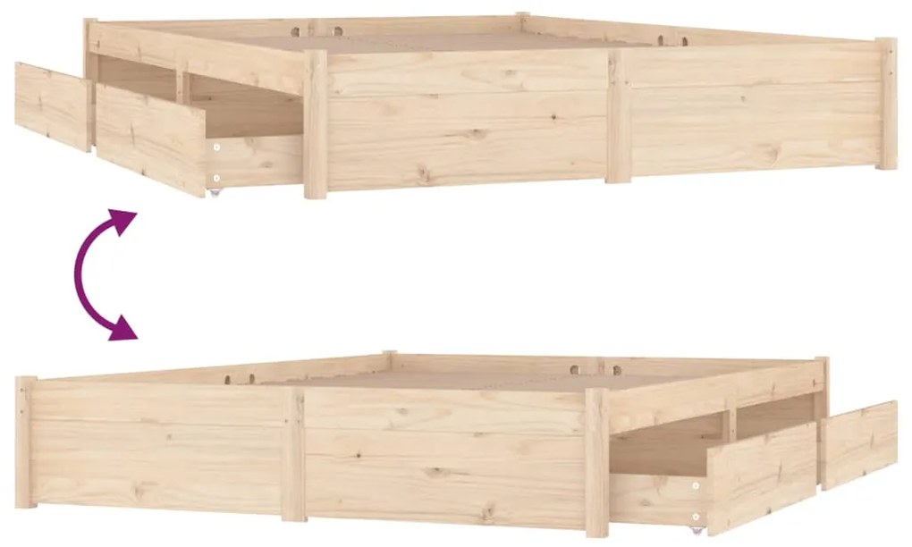vidaXL Πλαίσιο Κρεβατιού Με Συρτάρια 135 x 190 εκ. Double