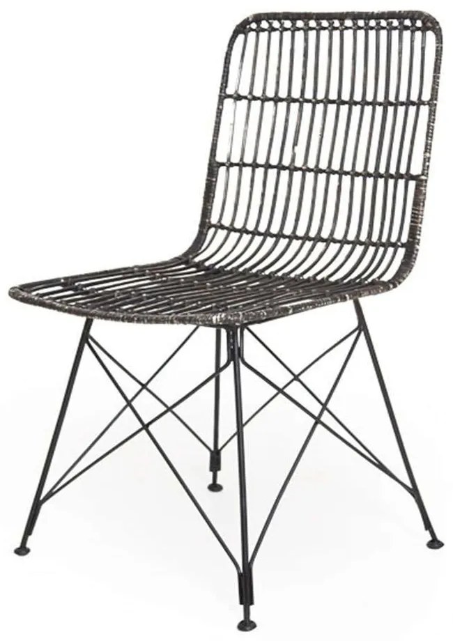 Καρέκλα Τραπεζαρίας KM 0300038 Black (45x55x85) Soulworks Rattan, Μέταλλο