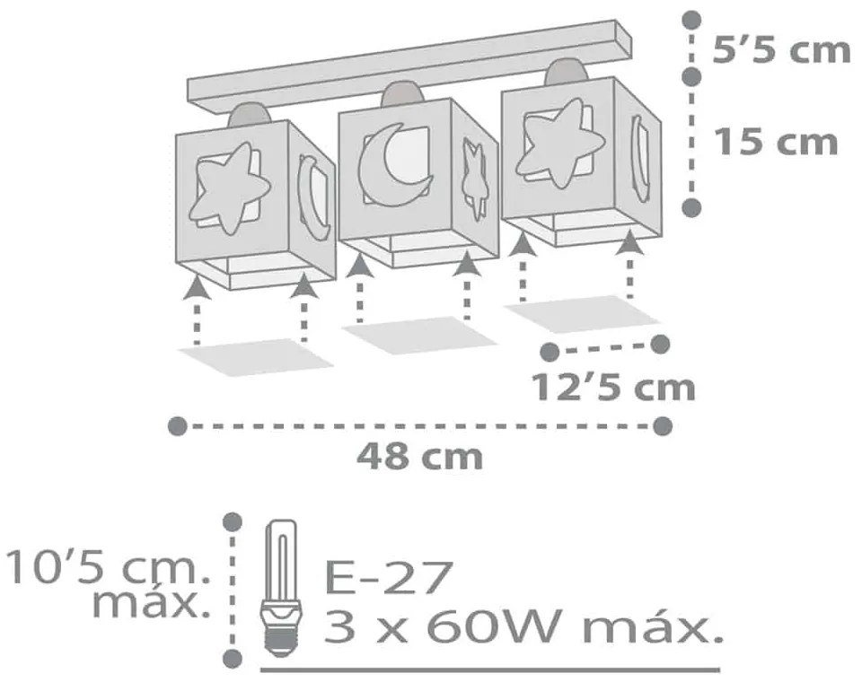 MoonLight Gray τρίφωτο οροφής ράγας (63233NE) - 63233NE