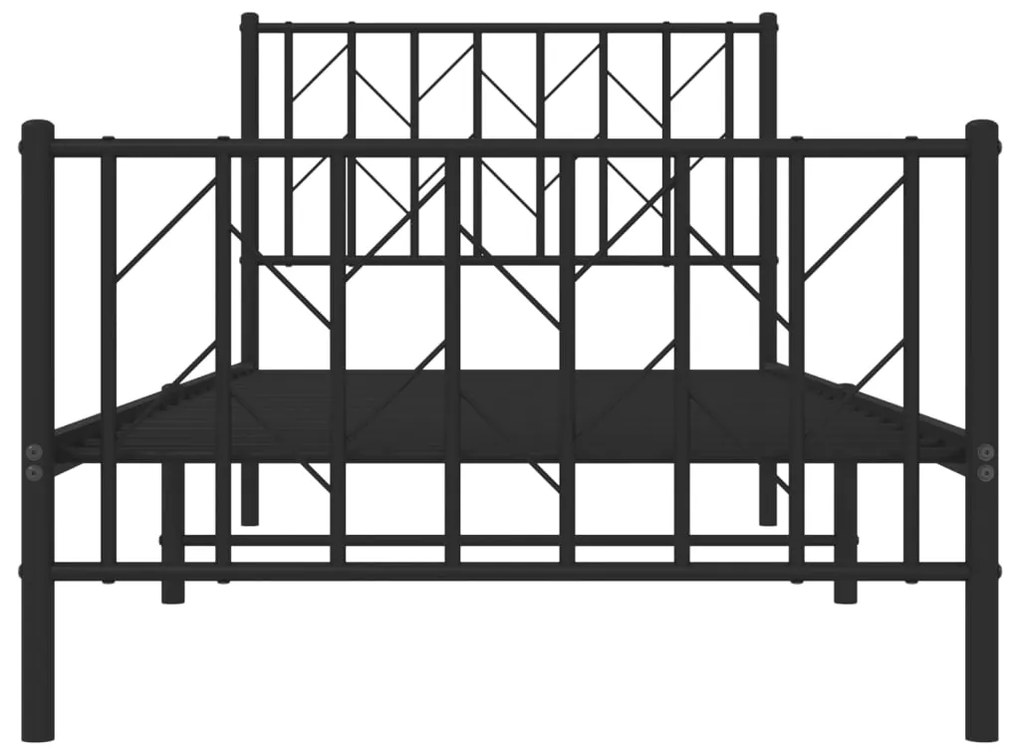 vidaXL Πλαίσιο Κρεβατιού με Κεφαλάρι&Ποδαρικό Μαύρο 90x190 εκ. Μέταλλο