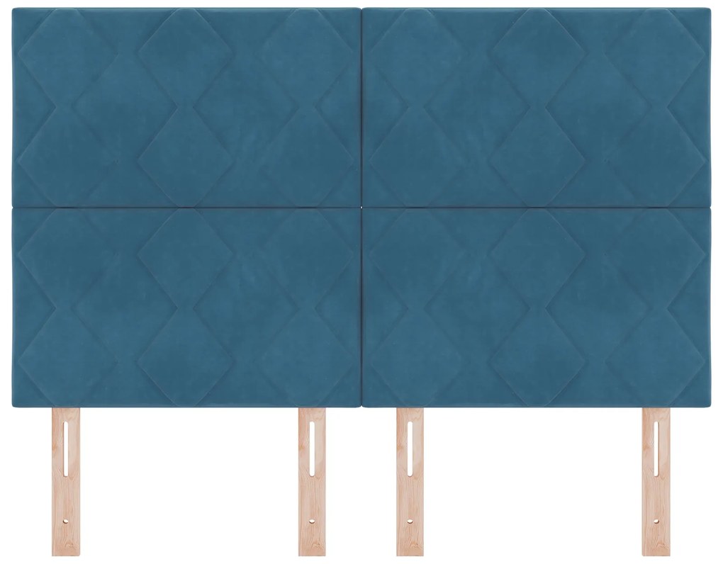 vidaXL LED Κεφαλάρι με φώτα λωρίδας LED Σκούρο Μπλε 144 cm Βελούδο