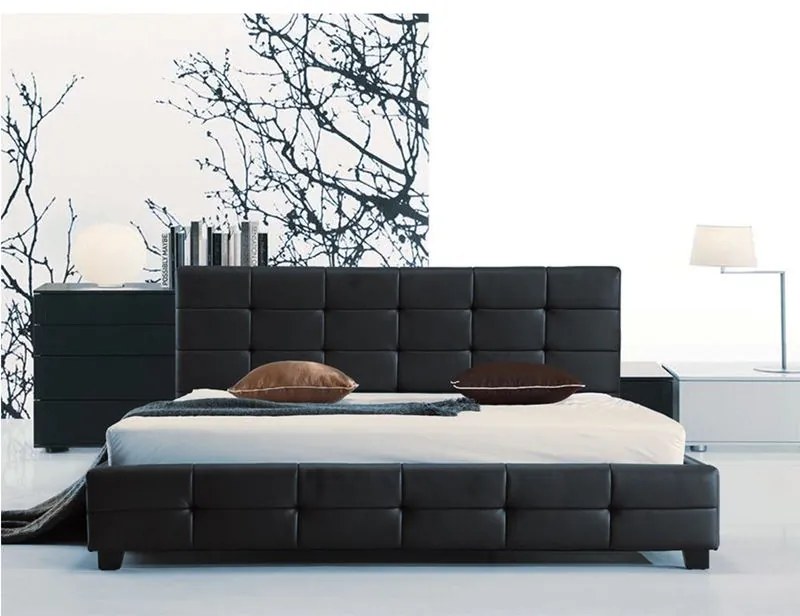 FIDEL Κρεβάτι Διπλό για Στρώμα 160x200cm, PU Μαύρο  168x215x107cm Ε8053