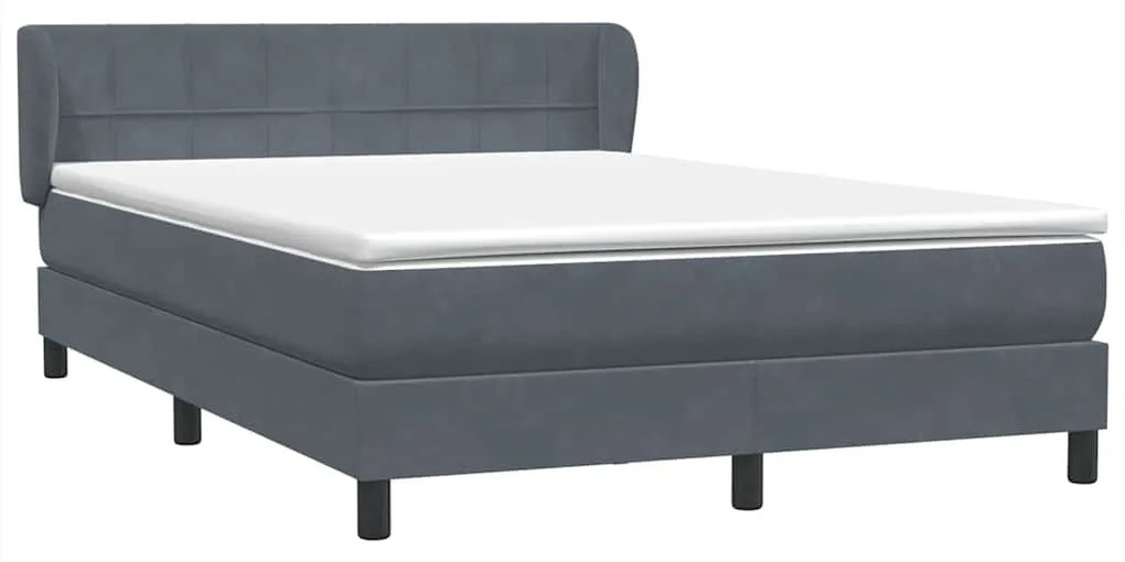 vidaXL Κρεβάτι Boxspring με Στρώμα Σκούρο Γκρι 160x210 εκ. Βελούδινο