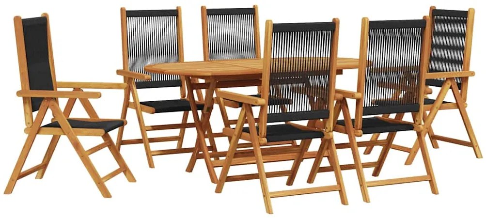 vidaXL Σέτ φαγητού για κήπο 7 pcs Μαύρο