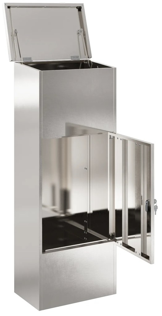 vidaXL Θυρίδα Πακέτων Μαύρο 44.5 x 29 x 110.5 εκ Ανοξείδωτο ατσάλι