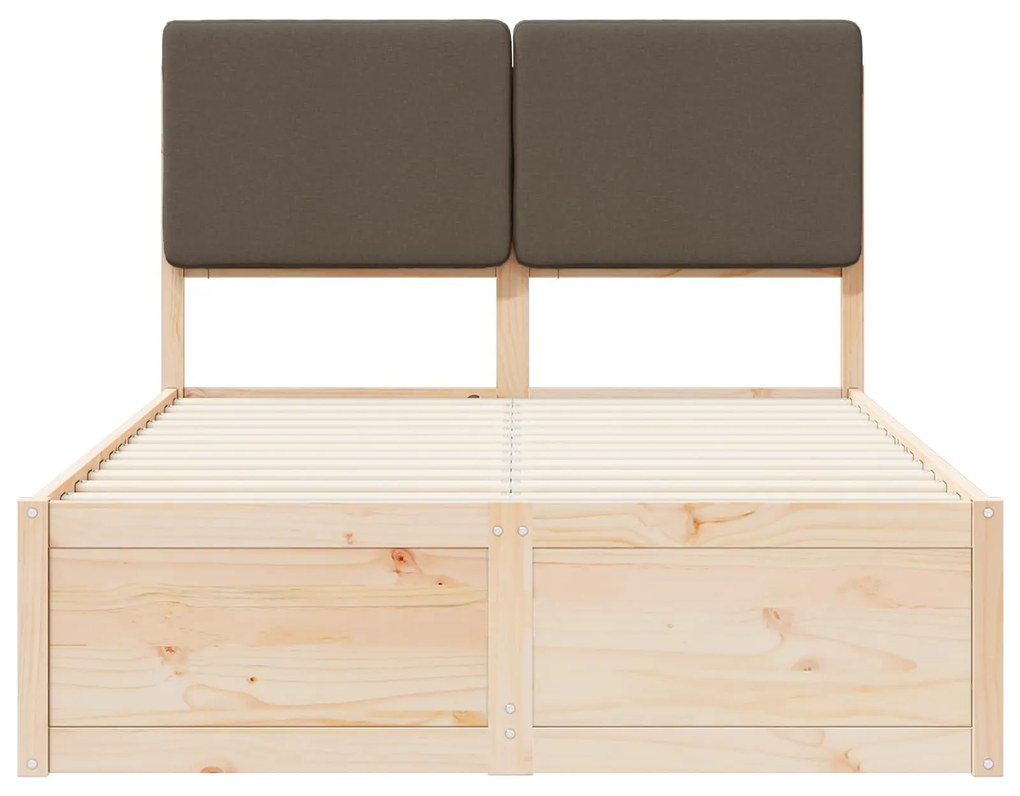 vidaXL Σκελετός Κρεβατιού με Επενδεδυμένο Κεφαλάρι Taupe 120 x 200 cm