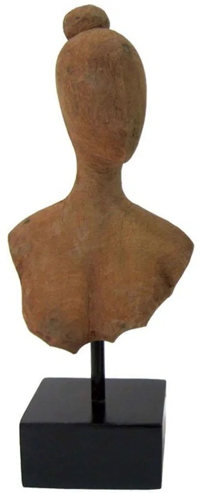Διακοσμητικό Επιτραπέζιο Lafia I 312-000039 17,5x11,5x42cm Natural-Black Inart Metal,Wood