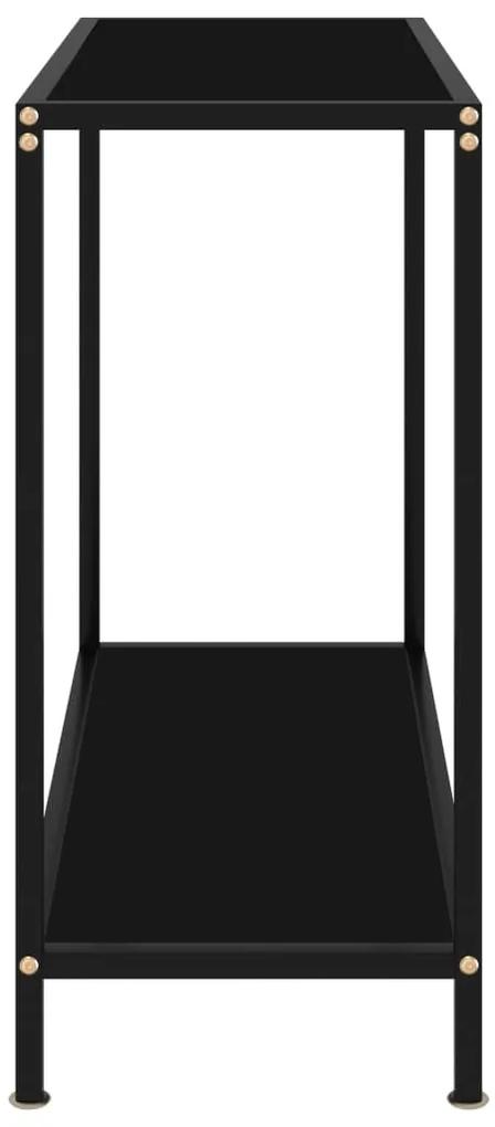Τραπέζι Κονσόλα Μαύρο 80 x 35 x 75 εκ. από Ψημένο Γυαλί - Μαύρο