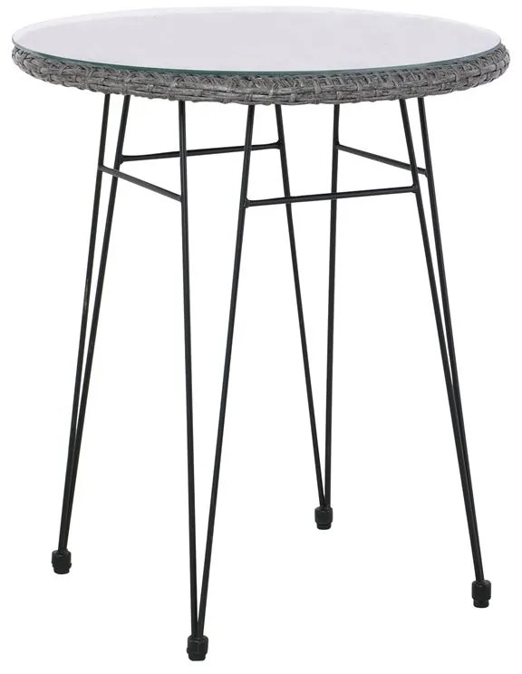 WOODWELL SALSA Τραπέζι H.70cm Μέταλλο Βαφή Μαύρο, Wicker Γκρι Φ60cm H.70cm Ε244,ΤΗ1