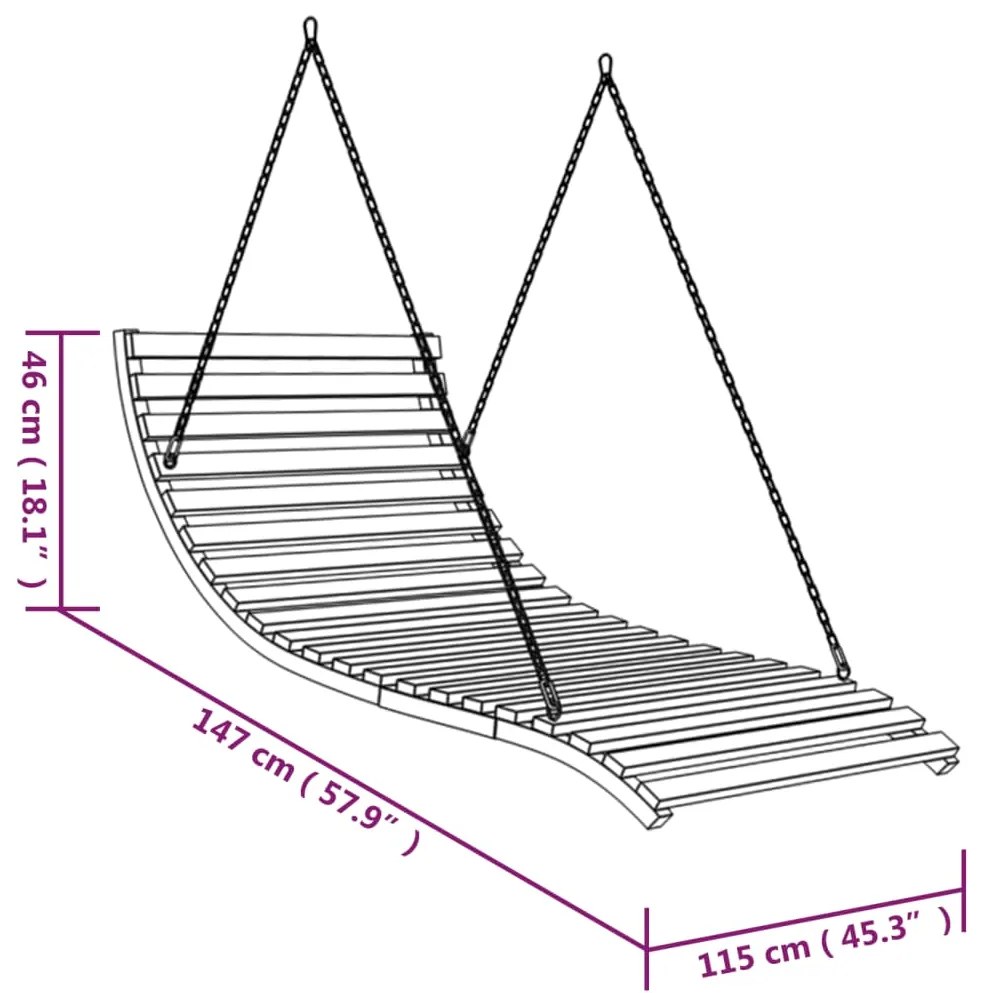 vidaXL Κούνια 115x147x46 εκ. από Μασίφ Λυγισμένο Ξύλο Φινίρισμα Teak